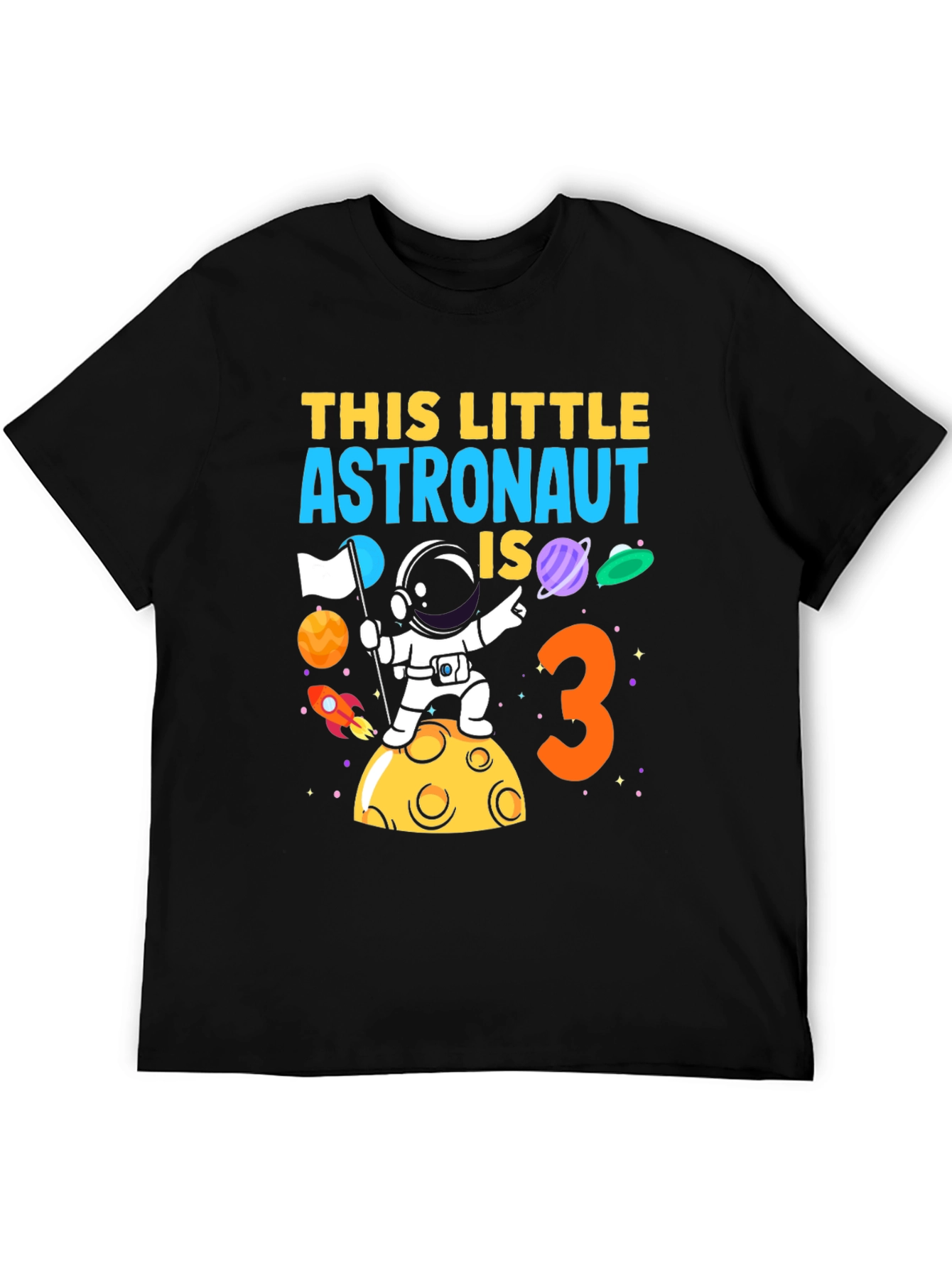 Astronaut Birthday T-Shirt - This Little Astronaut is 3