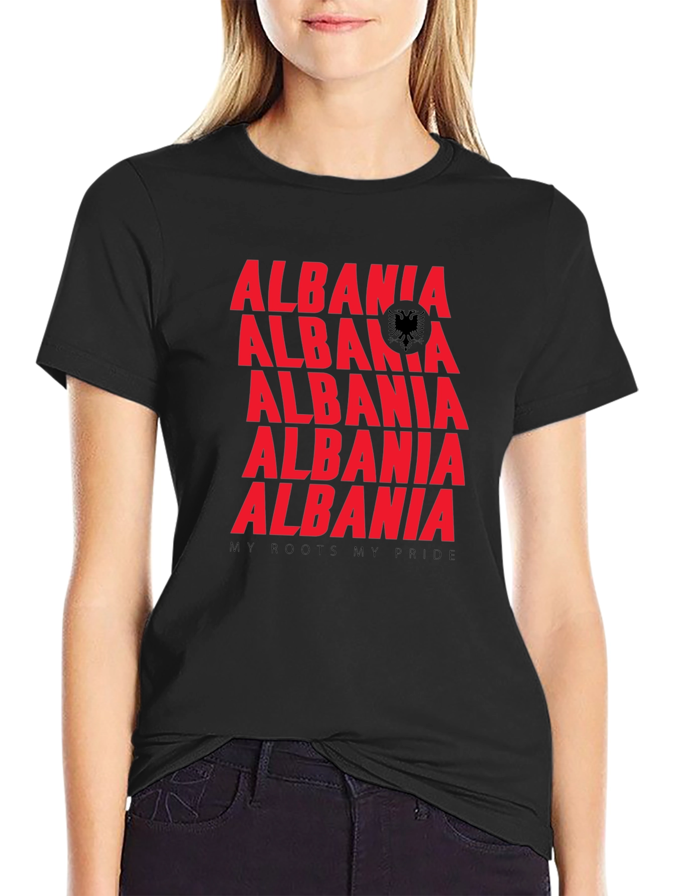Albania Roots Pride Graphic Tee - Black