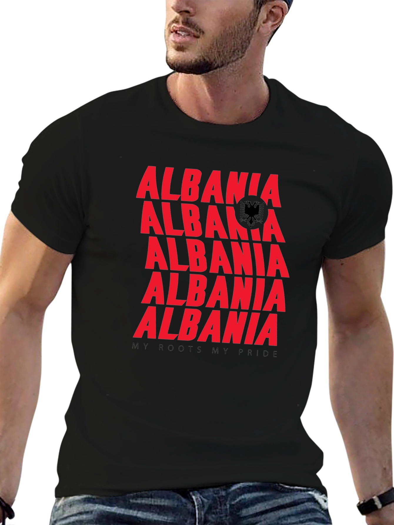 Albania Roots Pride Graphic Tee - Black