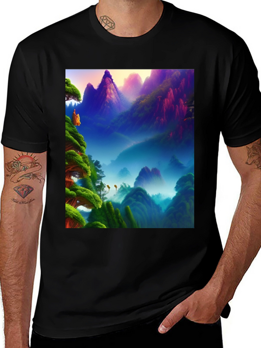 Vibrant Mountain Landscape Graphic Tee