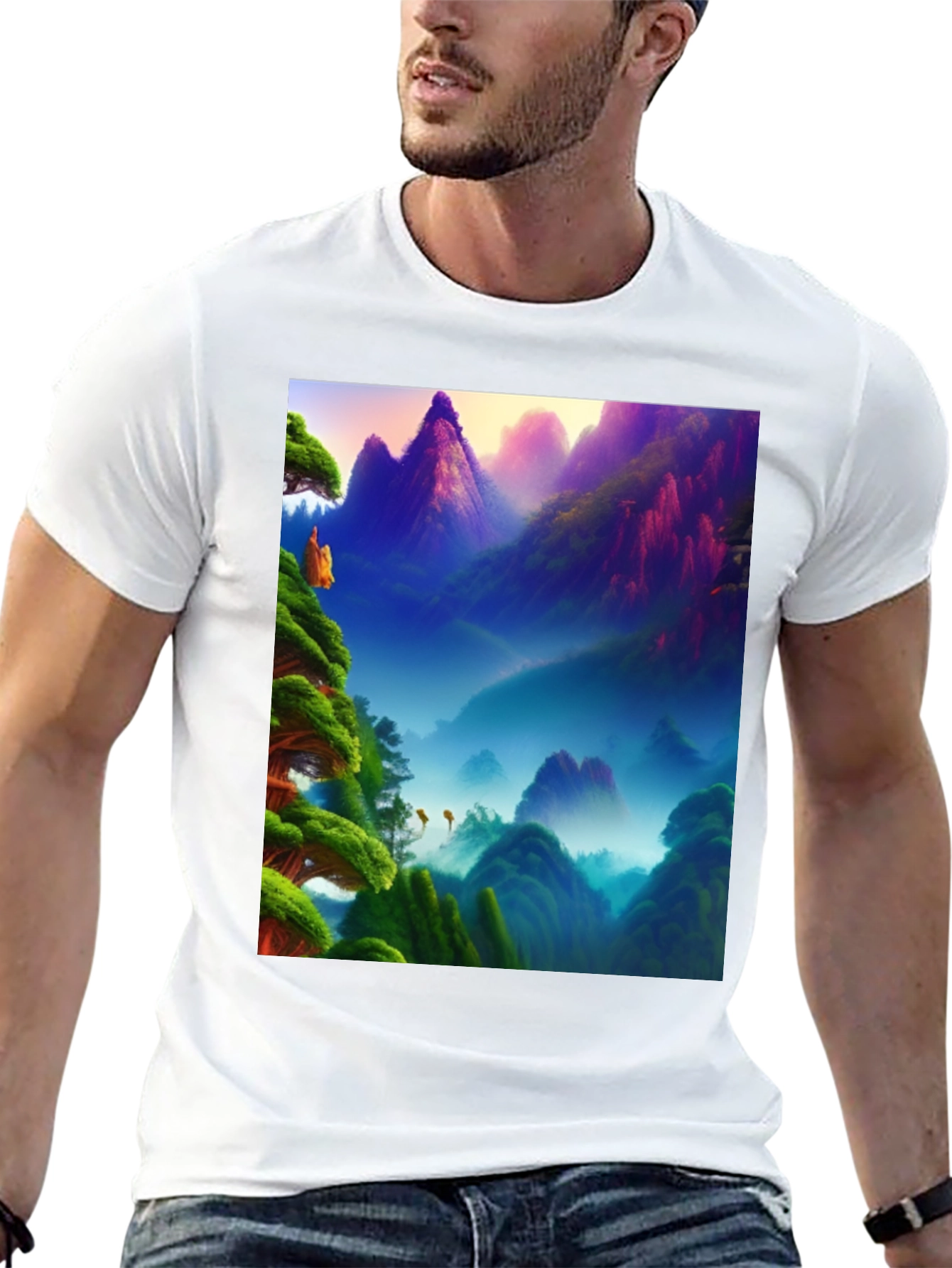 Vibrant Mountain Landscape Graphic Tee
