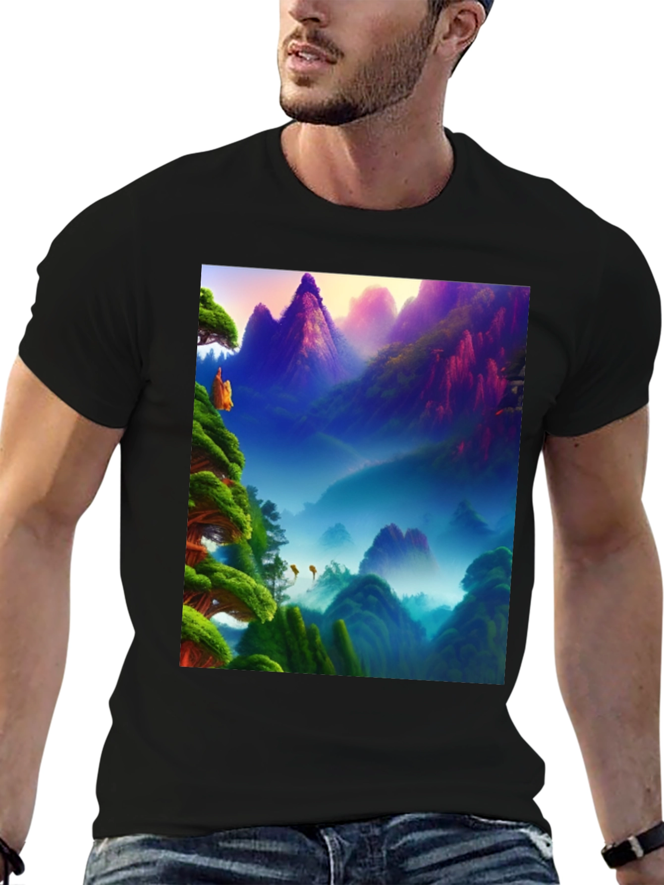 Vibrant Mountain Landscape Graphic Tee