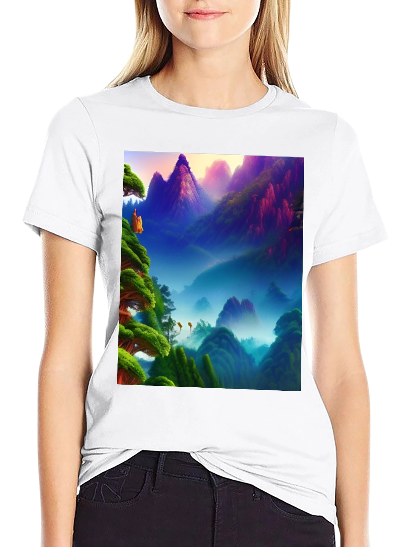 Vibrant Mountain Landscape Graphic Tee