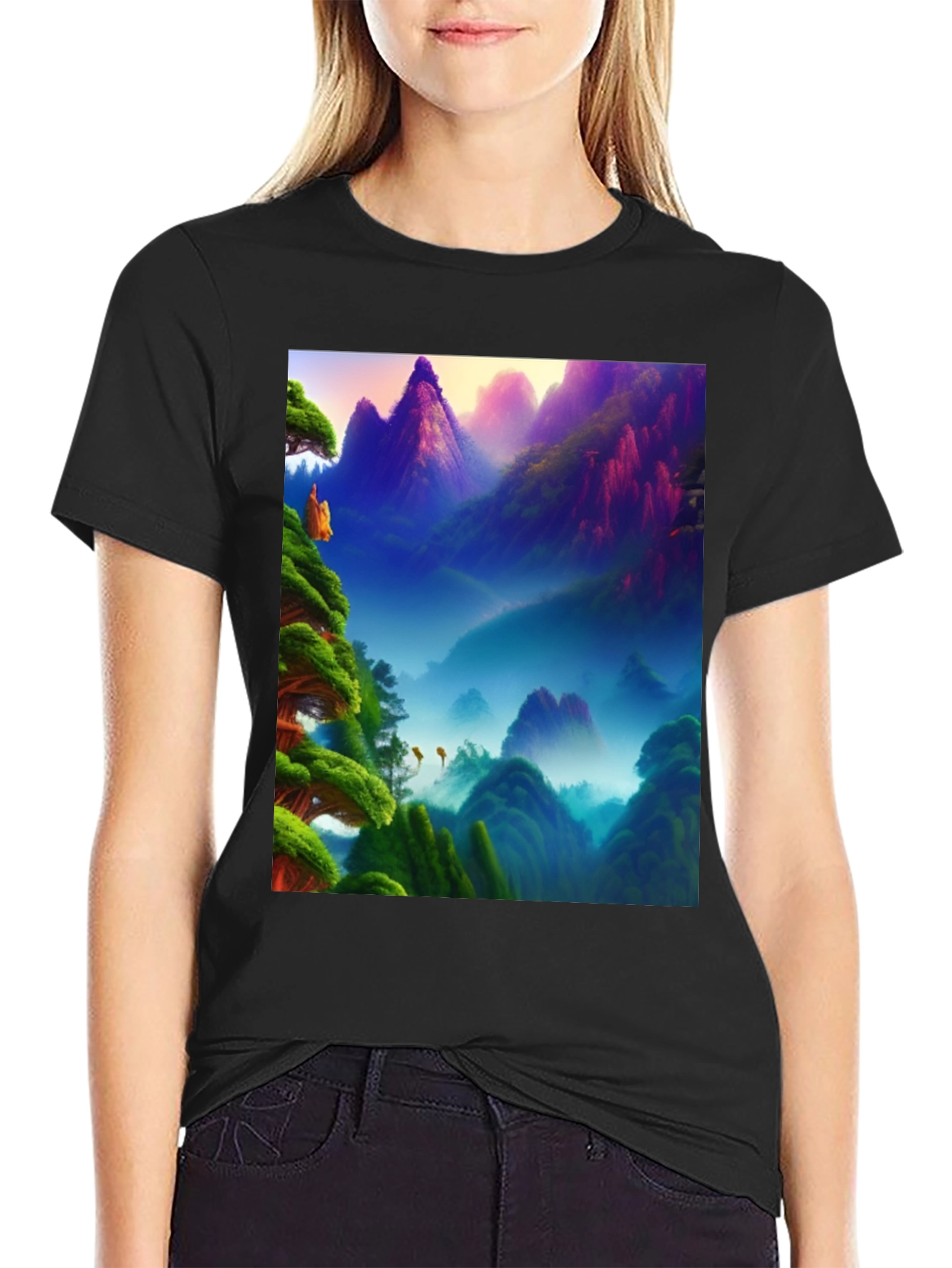 Vibrant Mountain Landscape Graphic Tee