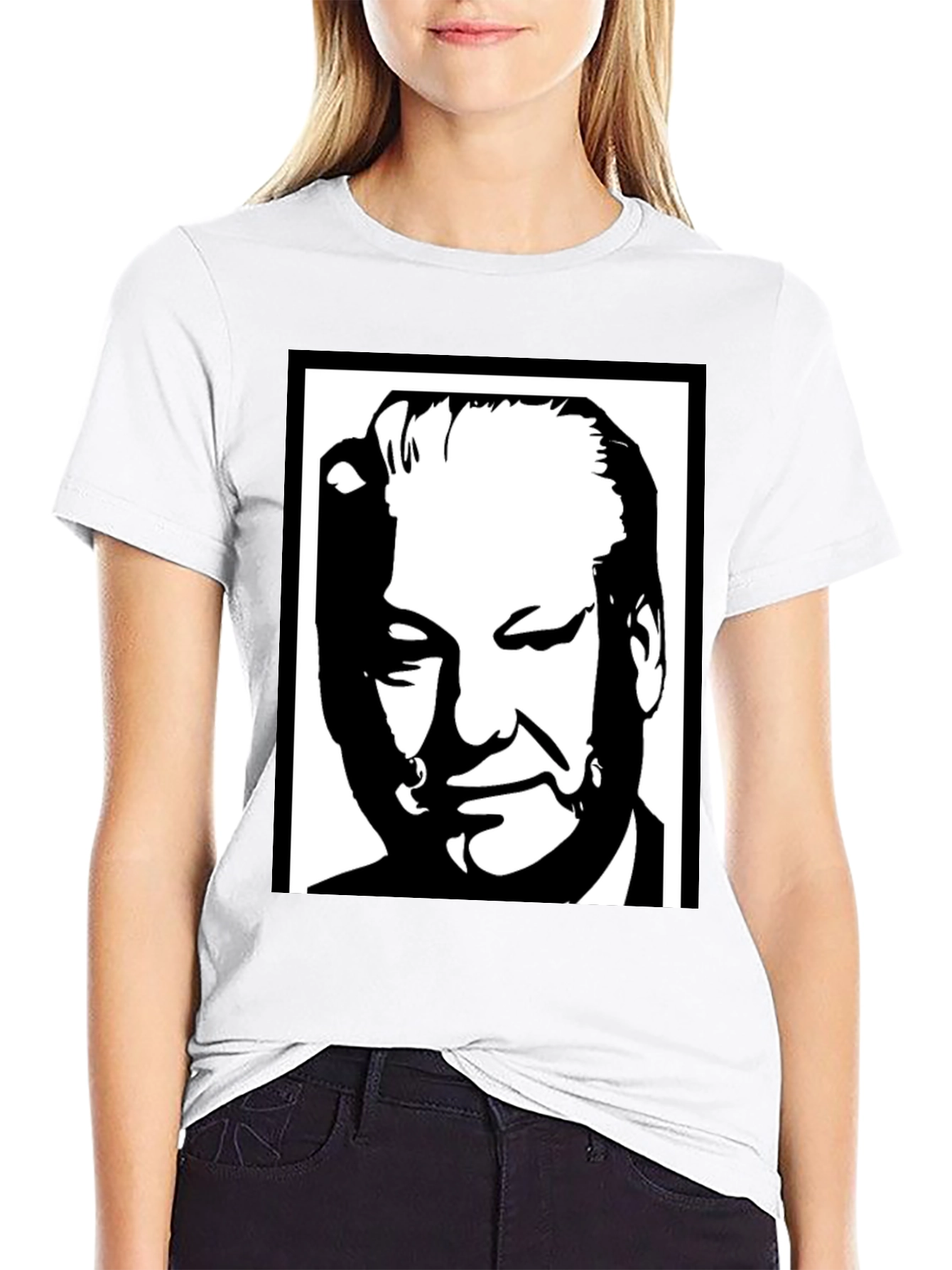 Black Graphic Tee: Portrait Design