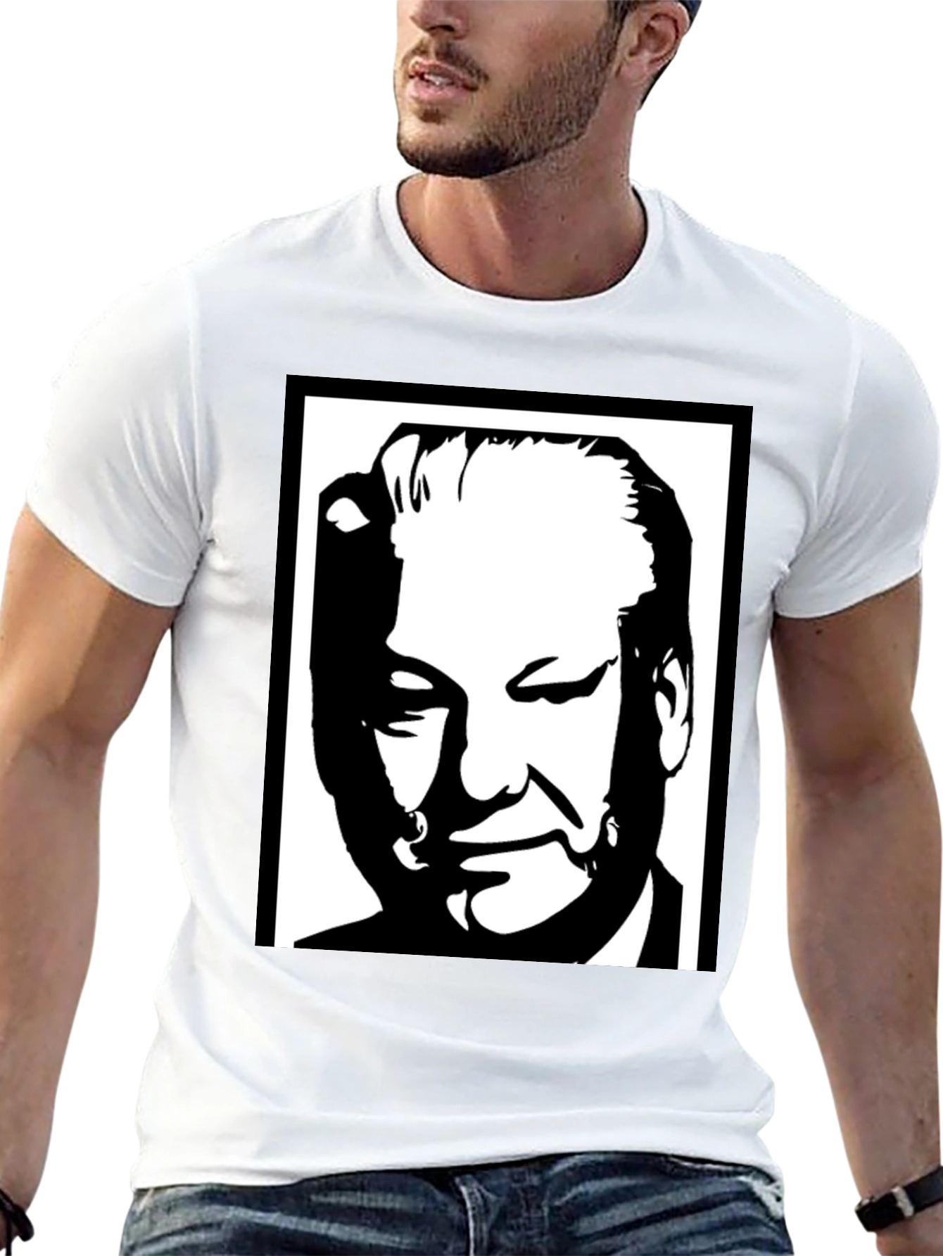 Black Graphic Tee: Portrait Design