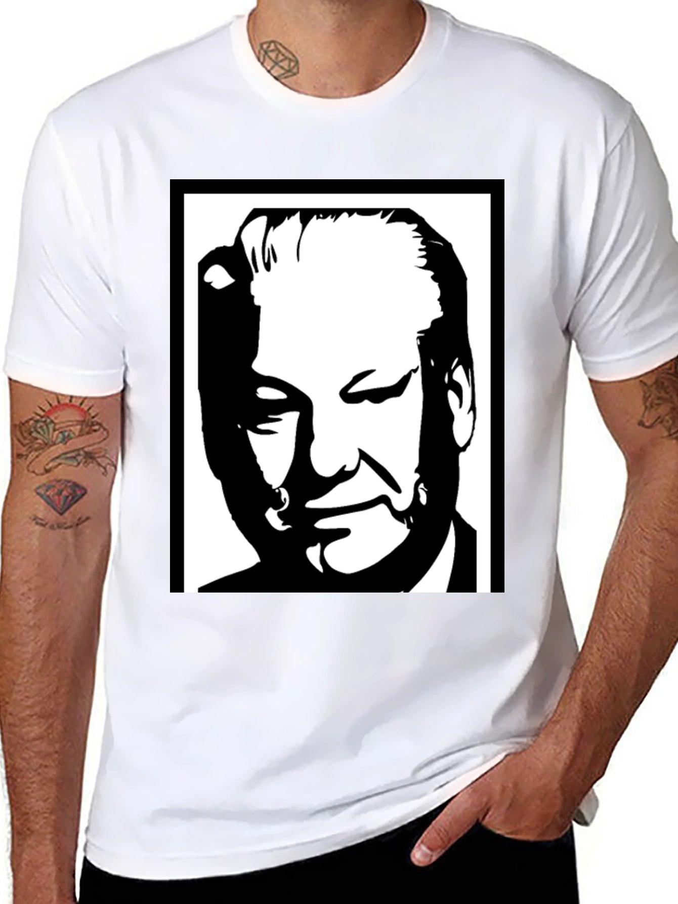 Black Graphic Tee: Portrait Design