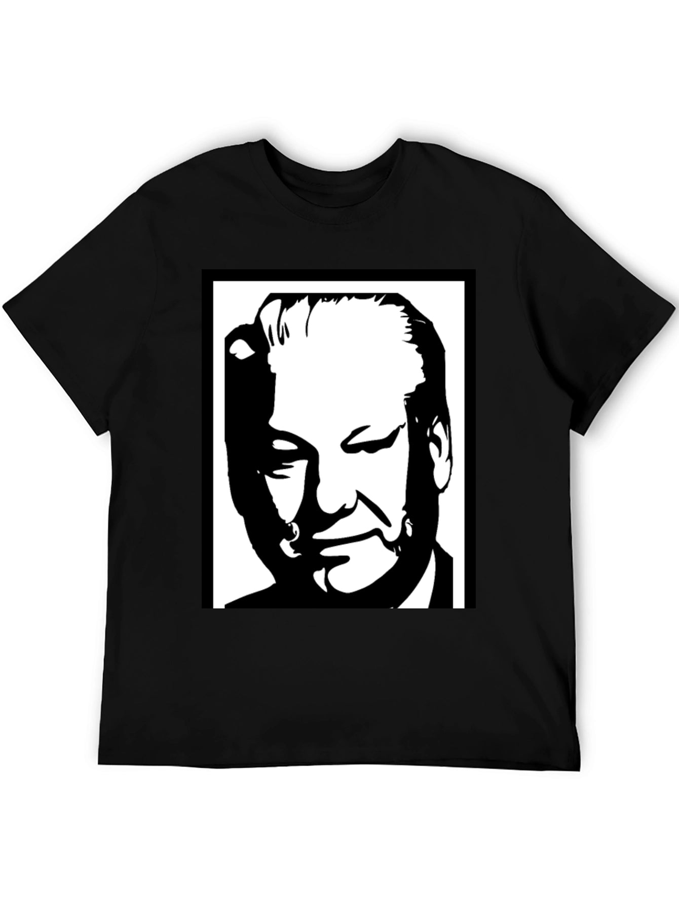 Black Graphic Tee: Portrait Design