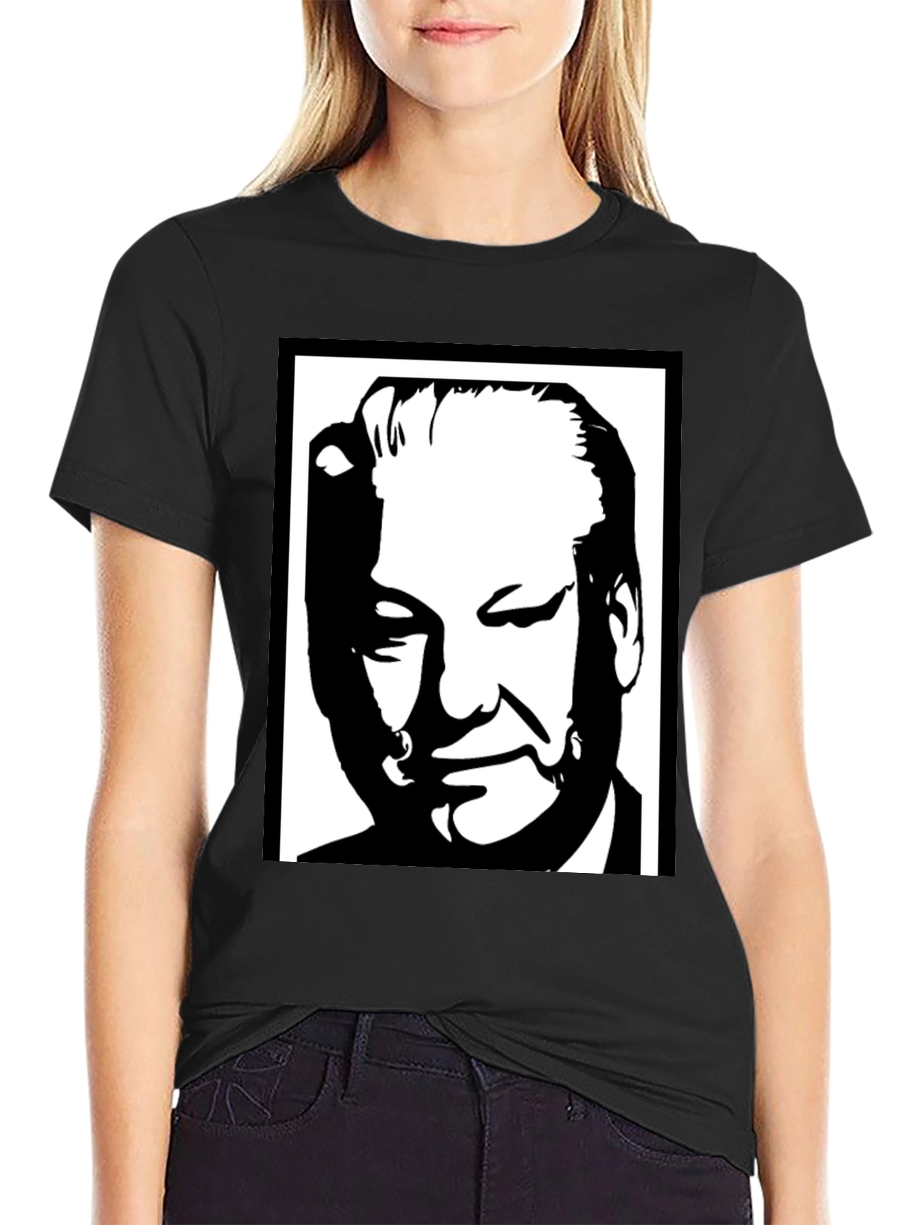 Black Graphic Tee: Portrait Design