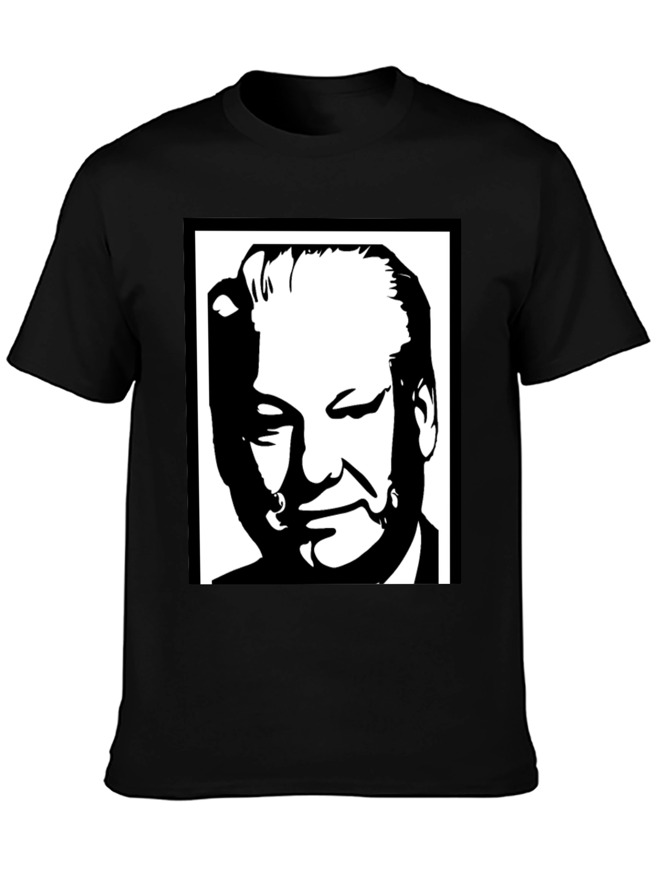 Black Graphic Tee: Portrait Design