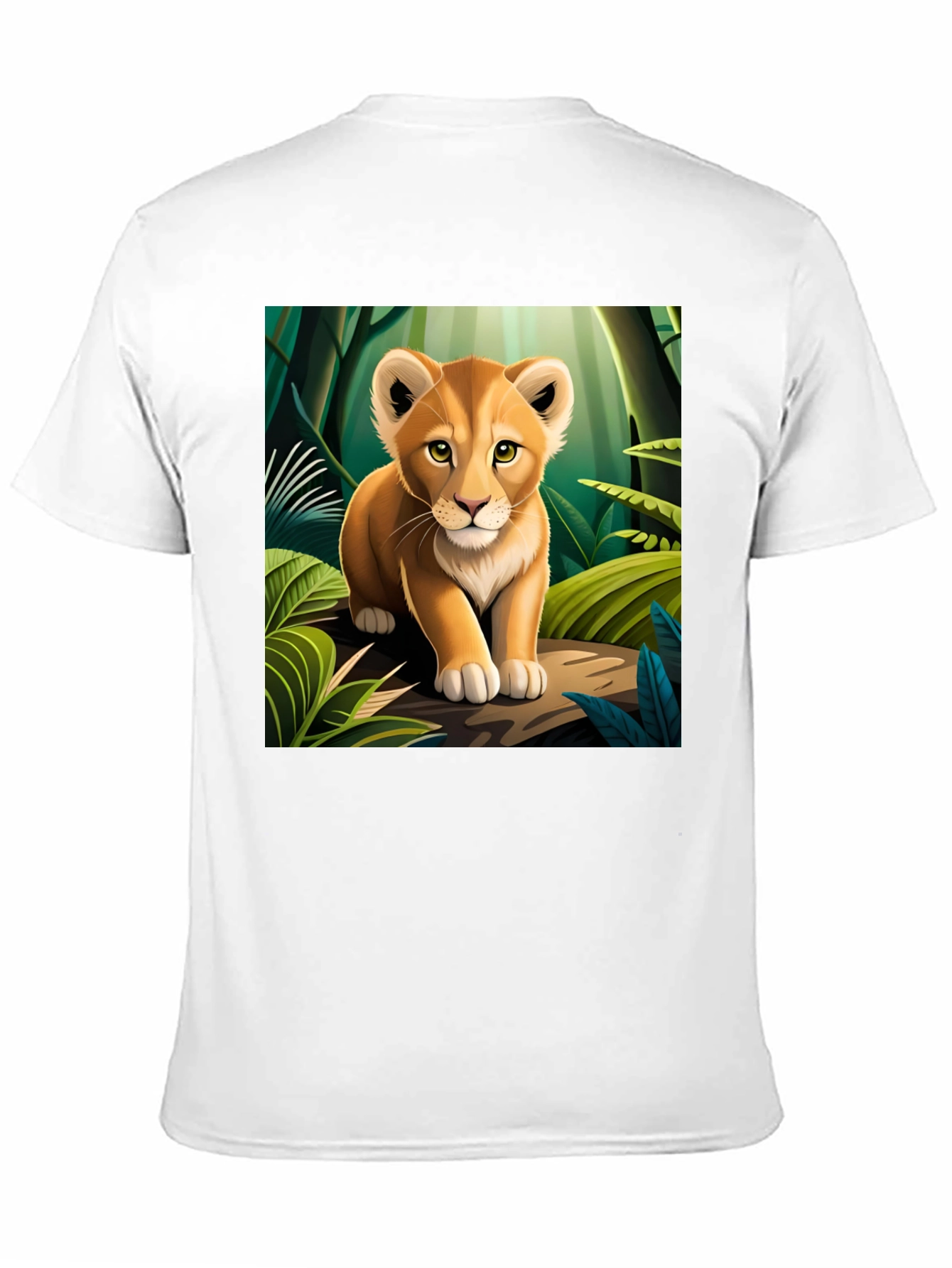 Cute Lion Cub in Jungle Black T-Shirt