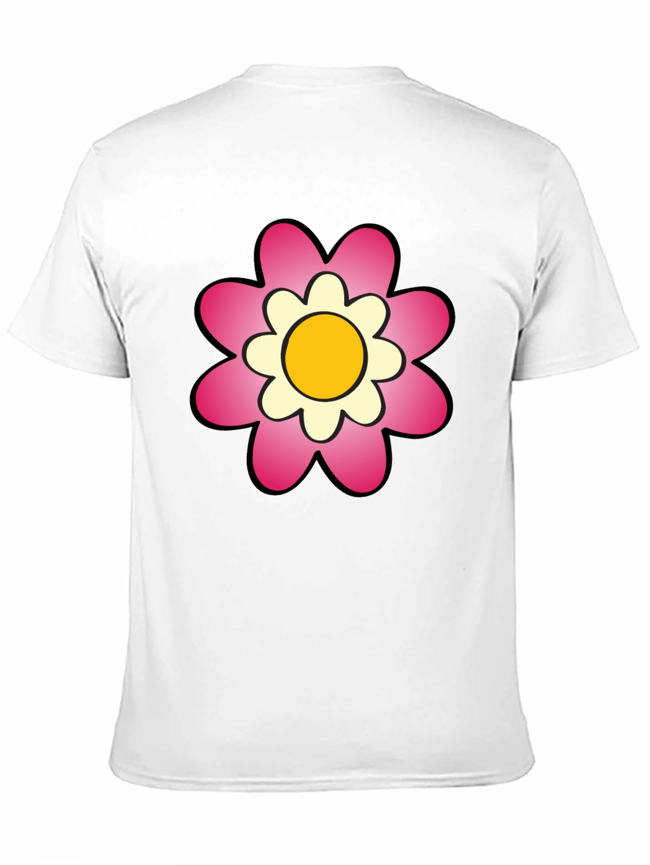 Black T-Shirt with Pink Flower Graphic