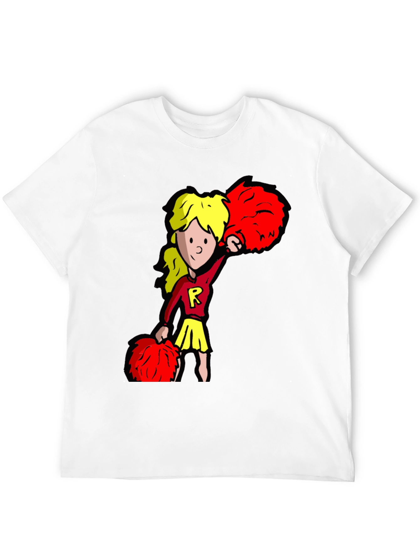 Cheerleader Graphic Tee - Black Cotton T-Shirt