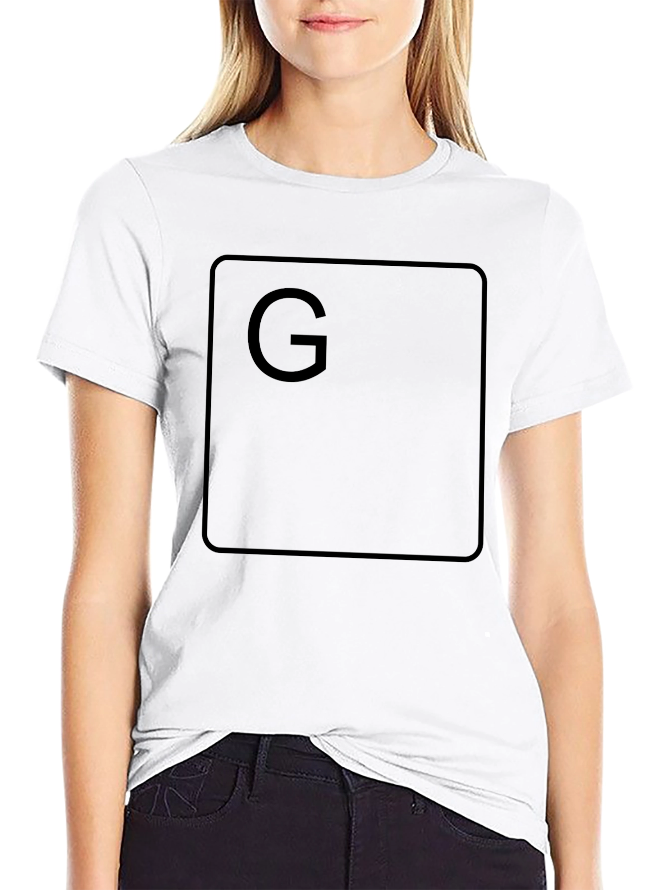 Black T-Shirt with Letter G Keyboard Button