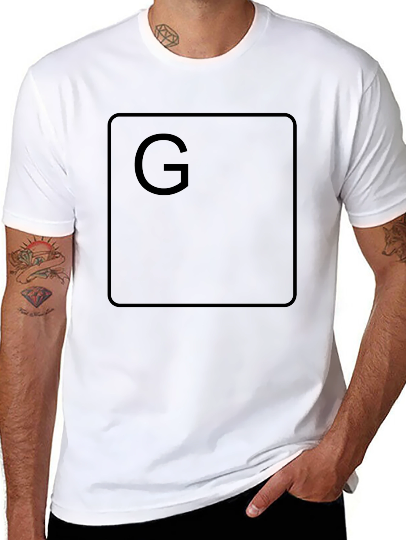 Black T-Shirt with Letter G Keyboard Button