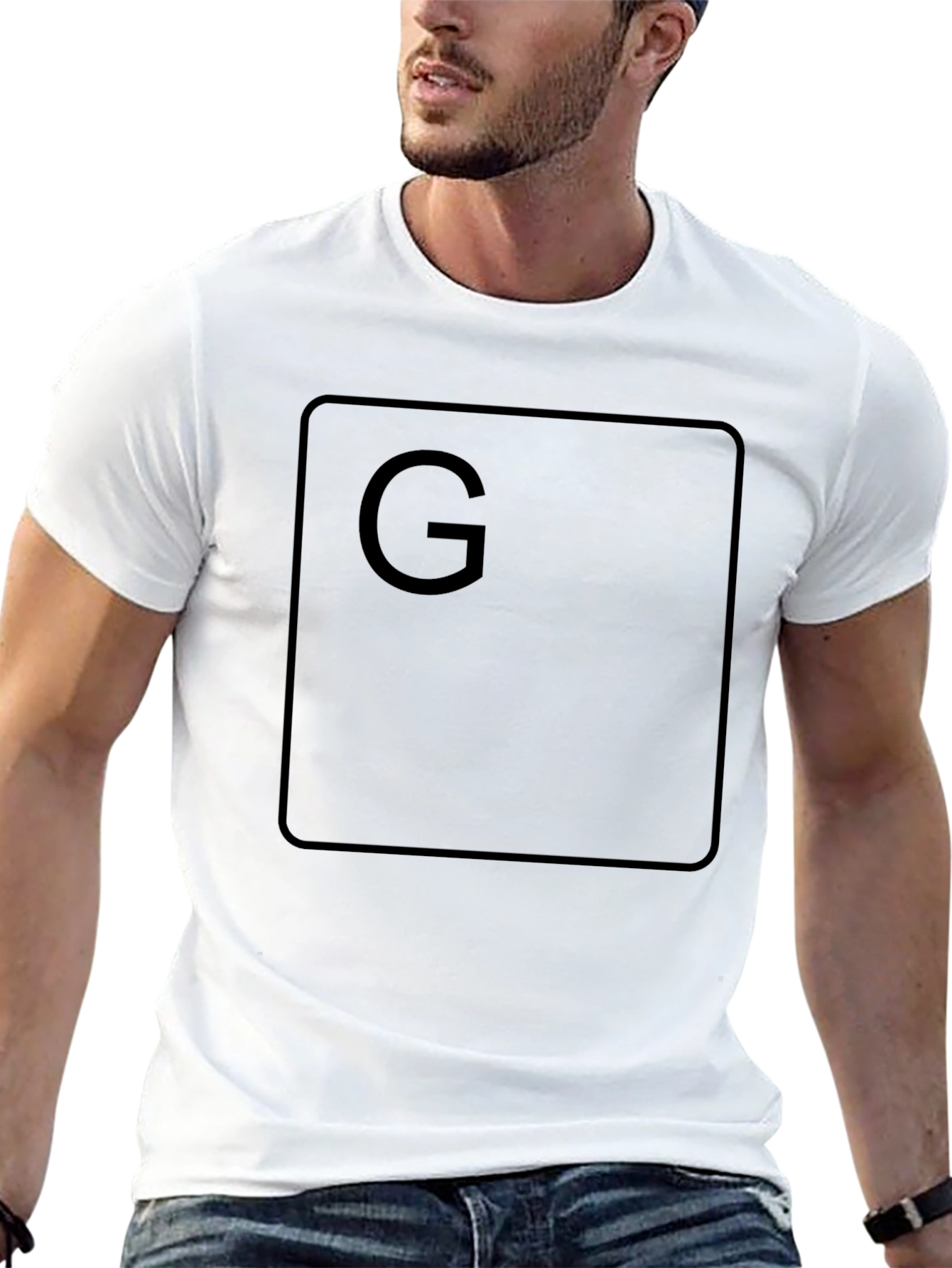 Black T-Shirt with Letter G Keyboard Button