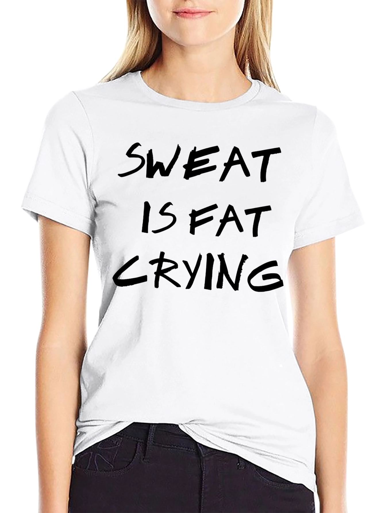 Sweat is Fat Crying T-Shirt - Black