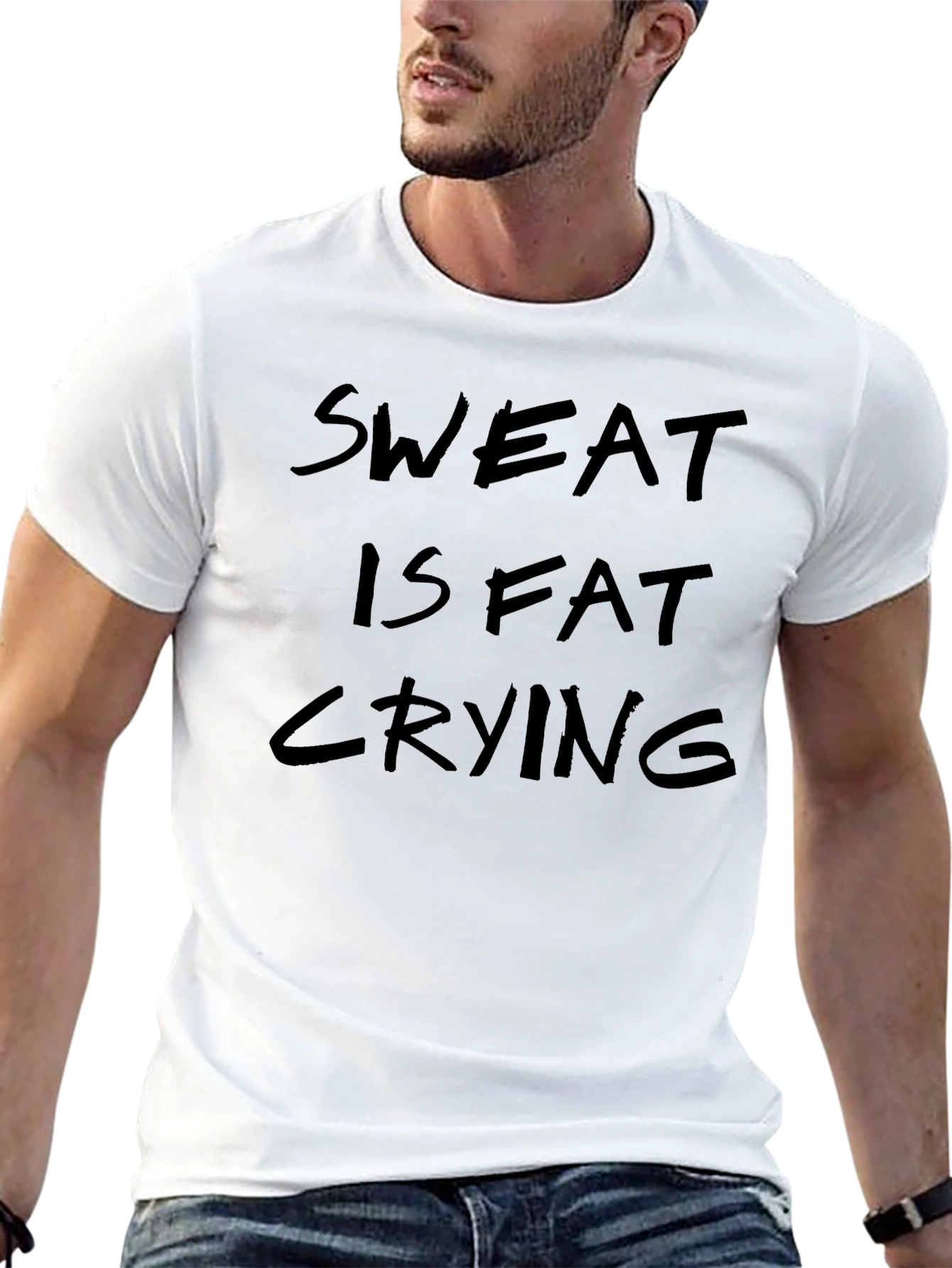 Sweat is Fat Crying T-Shirt - Black
