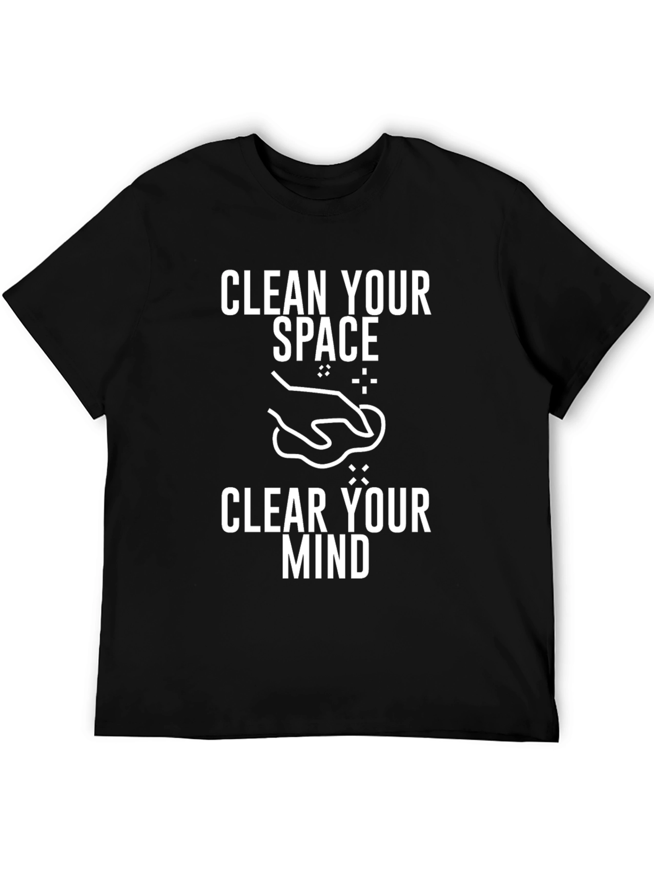 Clean Your Space Graphic Tee - Black Cotton Blend
