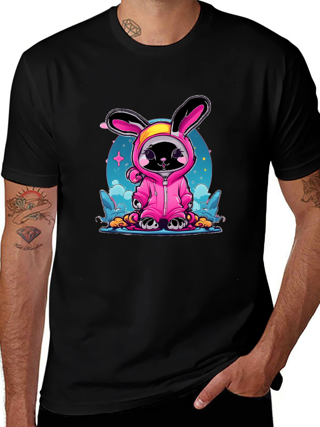 Cute Black Cat Bunny Costume T-Shirt