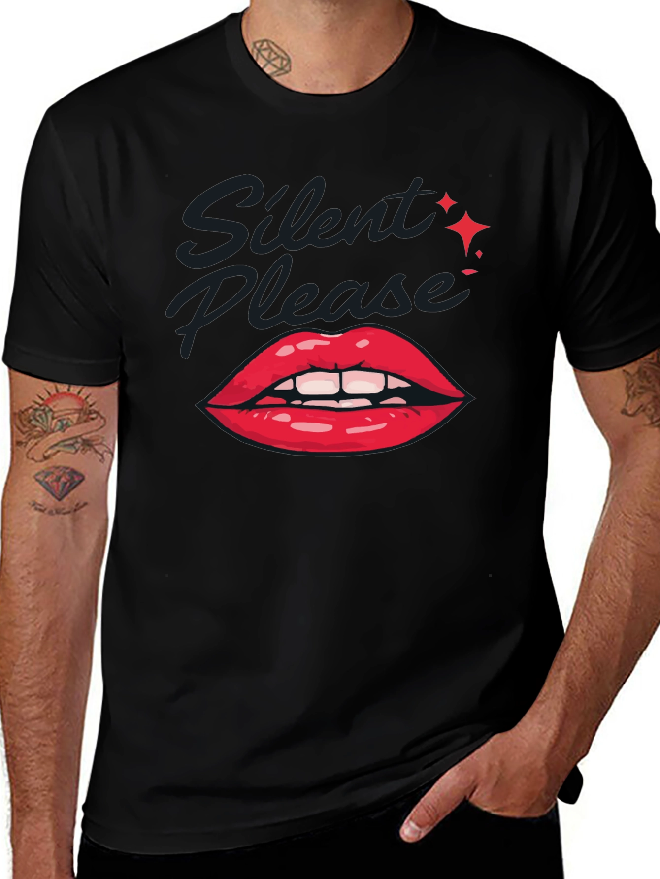Silent Please Lips Graphic T-Shirt