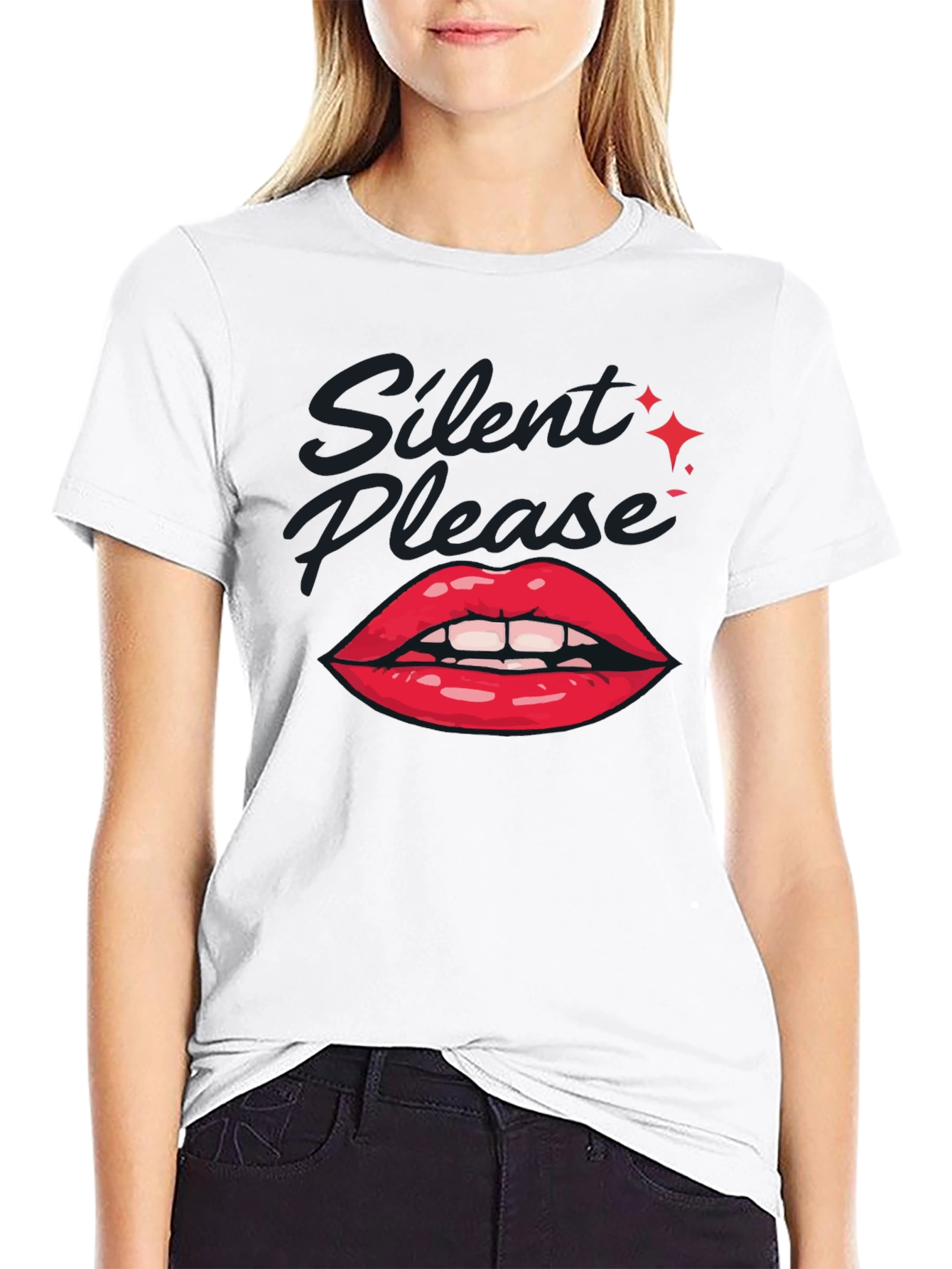 Silent Please Lips Graphic T-Shirt