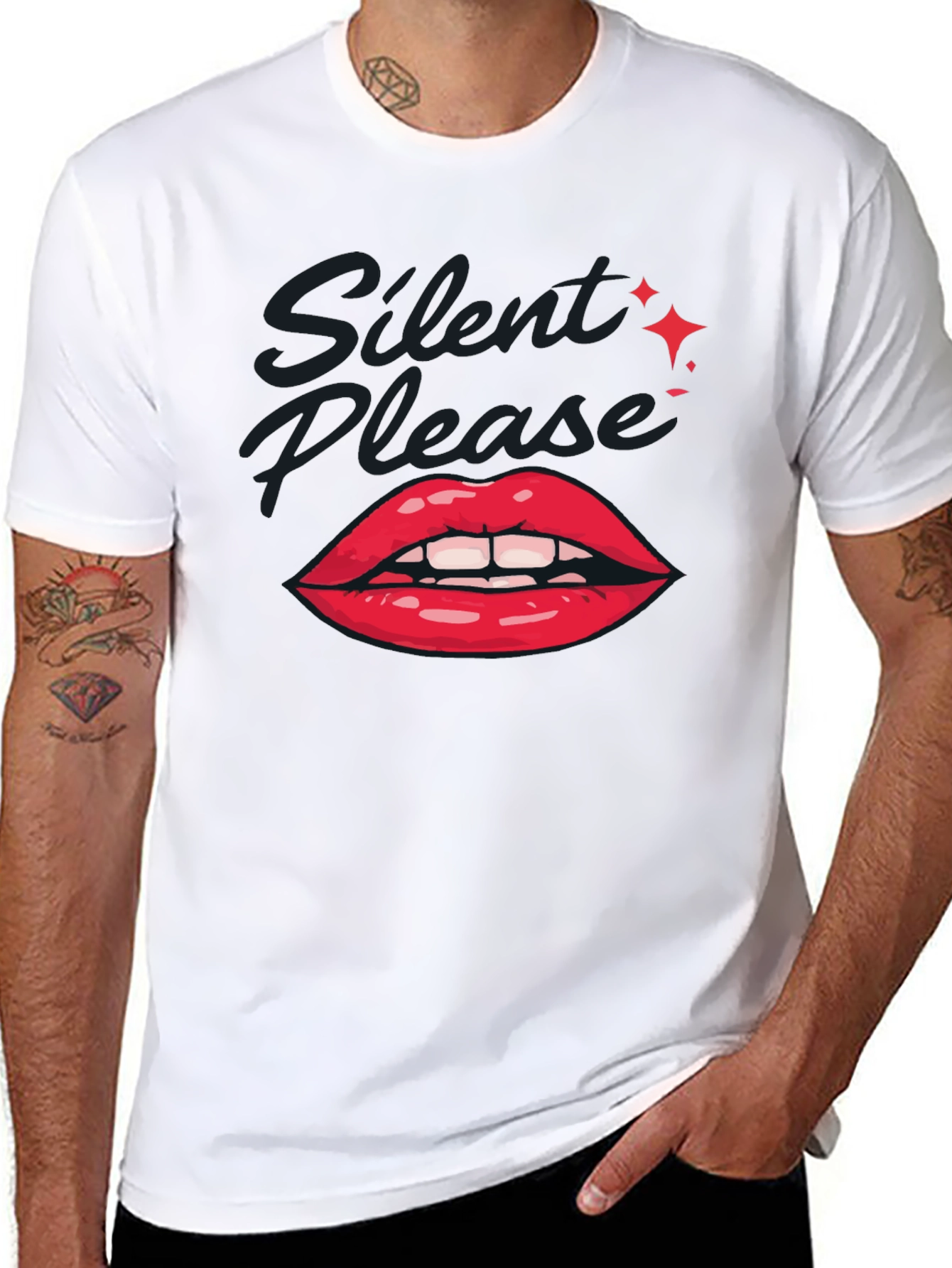 Silent Please Lips Graphic T-Shirt