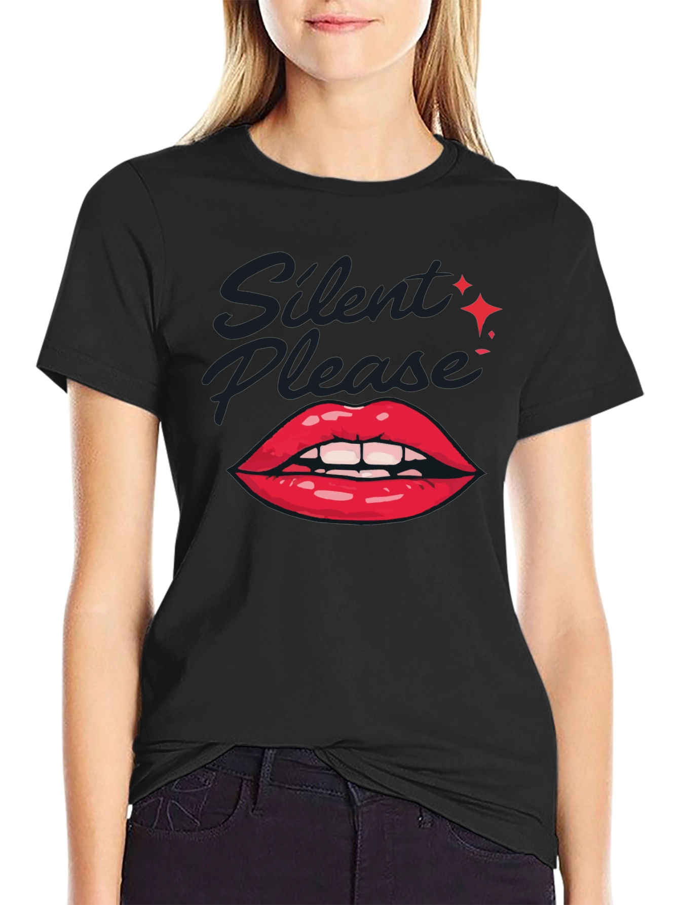 Silent Please Lips Graphic T-Shirt