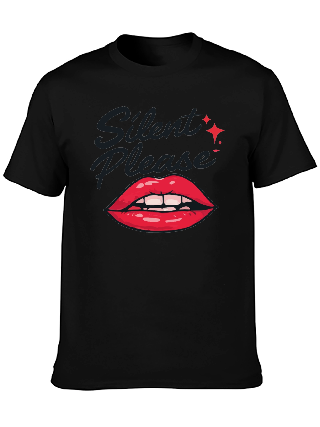 Silent Please Lips Graphic T-Shirt