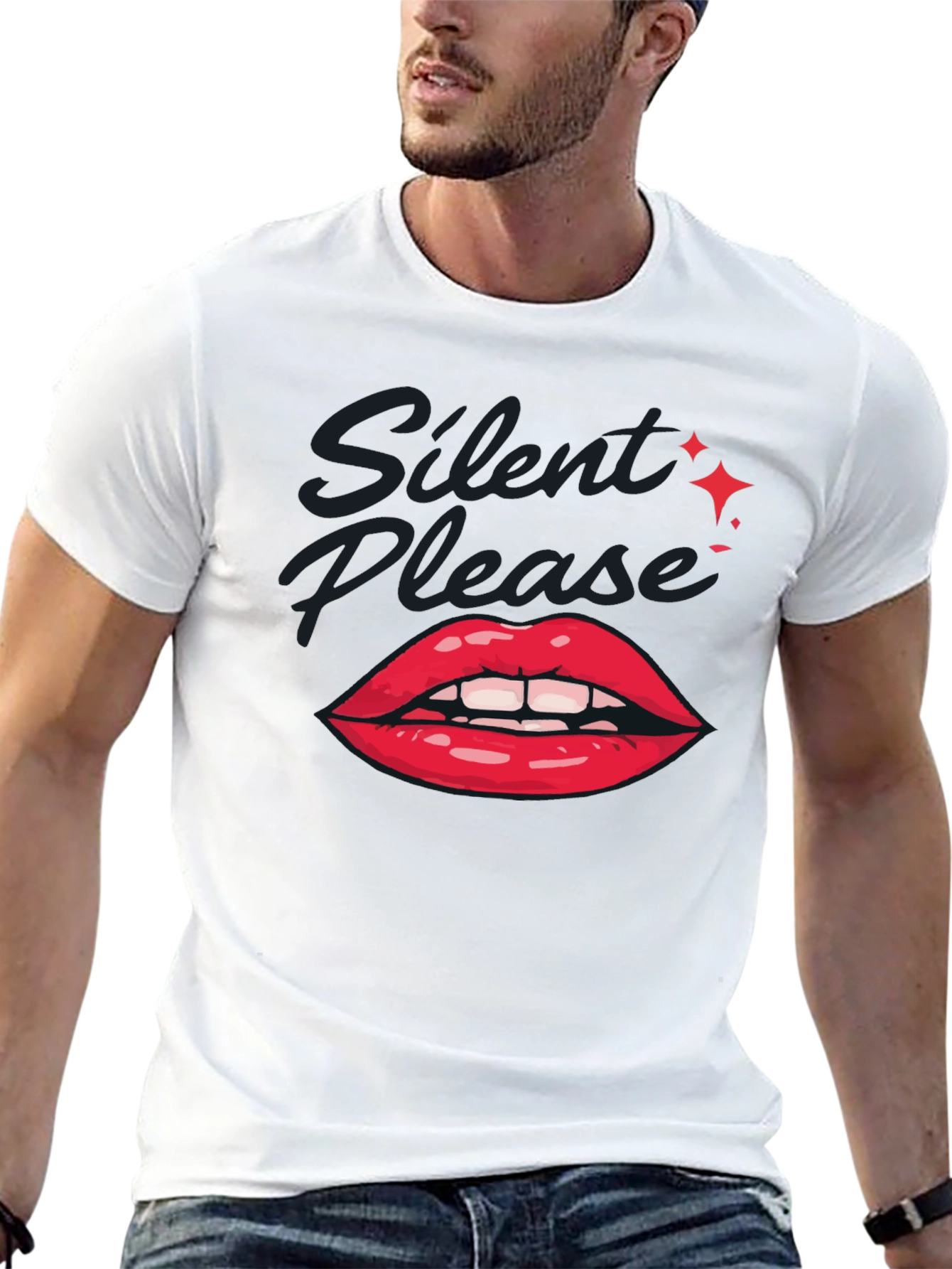 Silent Please Lips Graphic T-Shirt