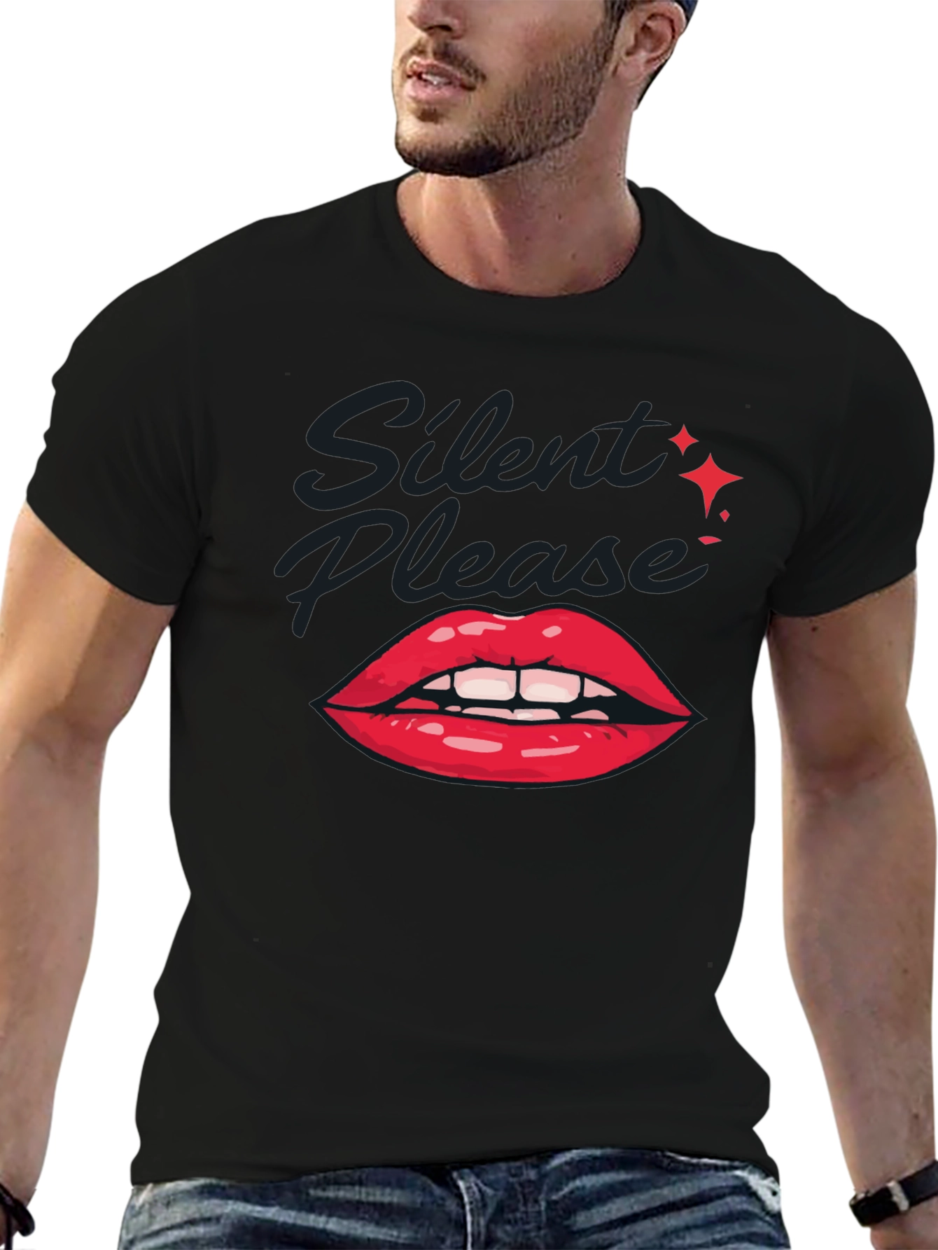 Silent Please Lips Graphic T-Shirt