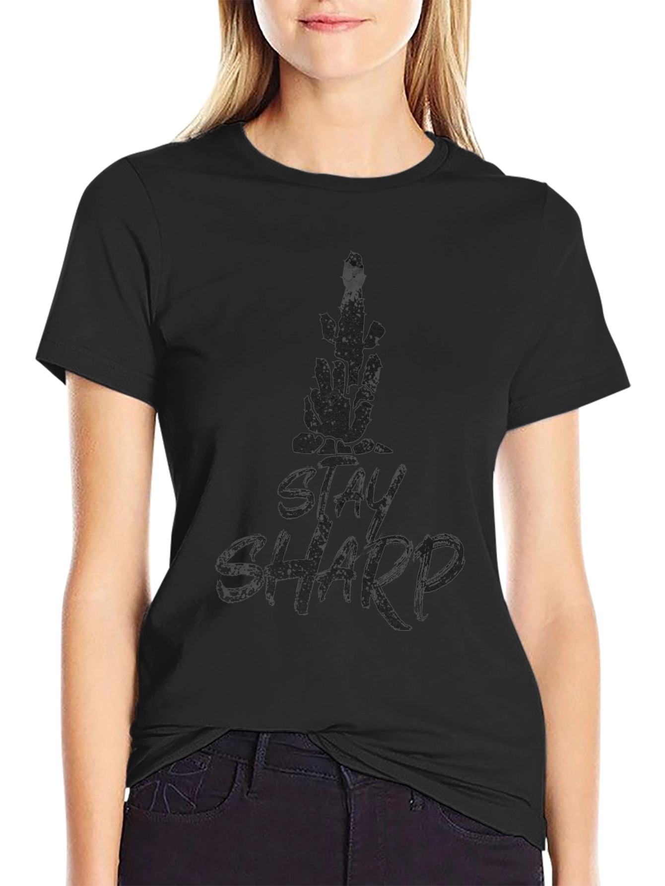 Stay Sharp Skeleton Hand Graphic T-Shirt
