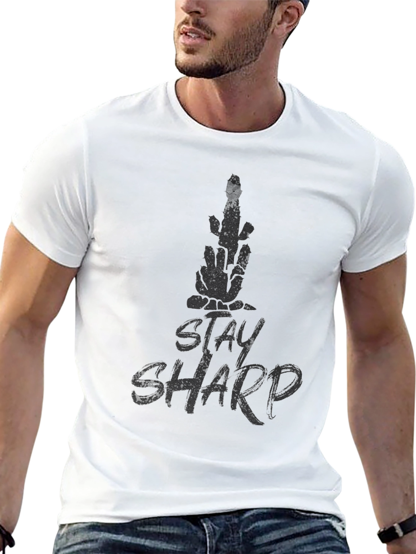 Stay Sharp Skeleton Hand Graphic T-Shirt