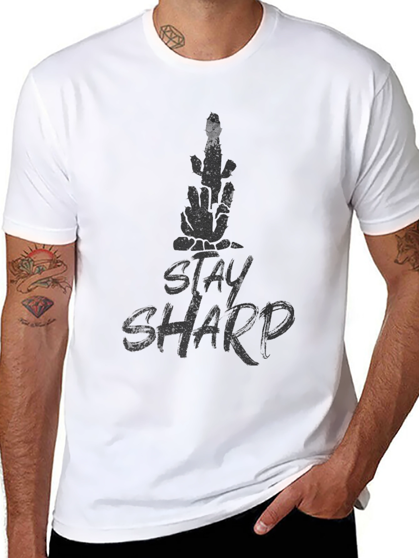 Stay Sharp Skeleton Hand Graphic T-Shirt