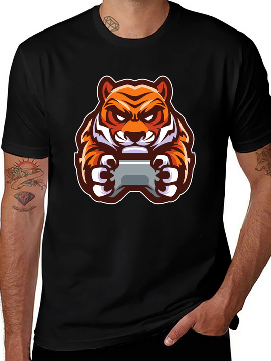 Tiger Gamer Black T-Shirt - Cool Graphic Tee