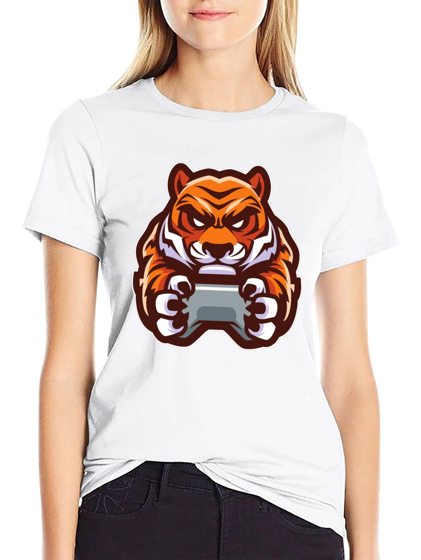 Tiger Gamer Black T-Shirt - Cool Graphic Tee