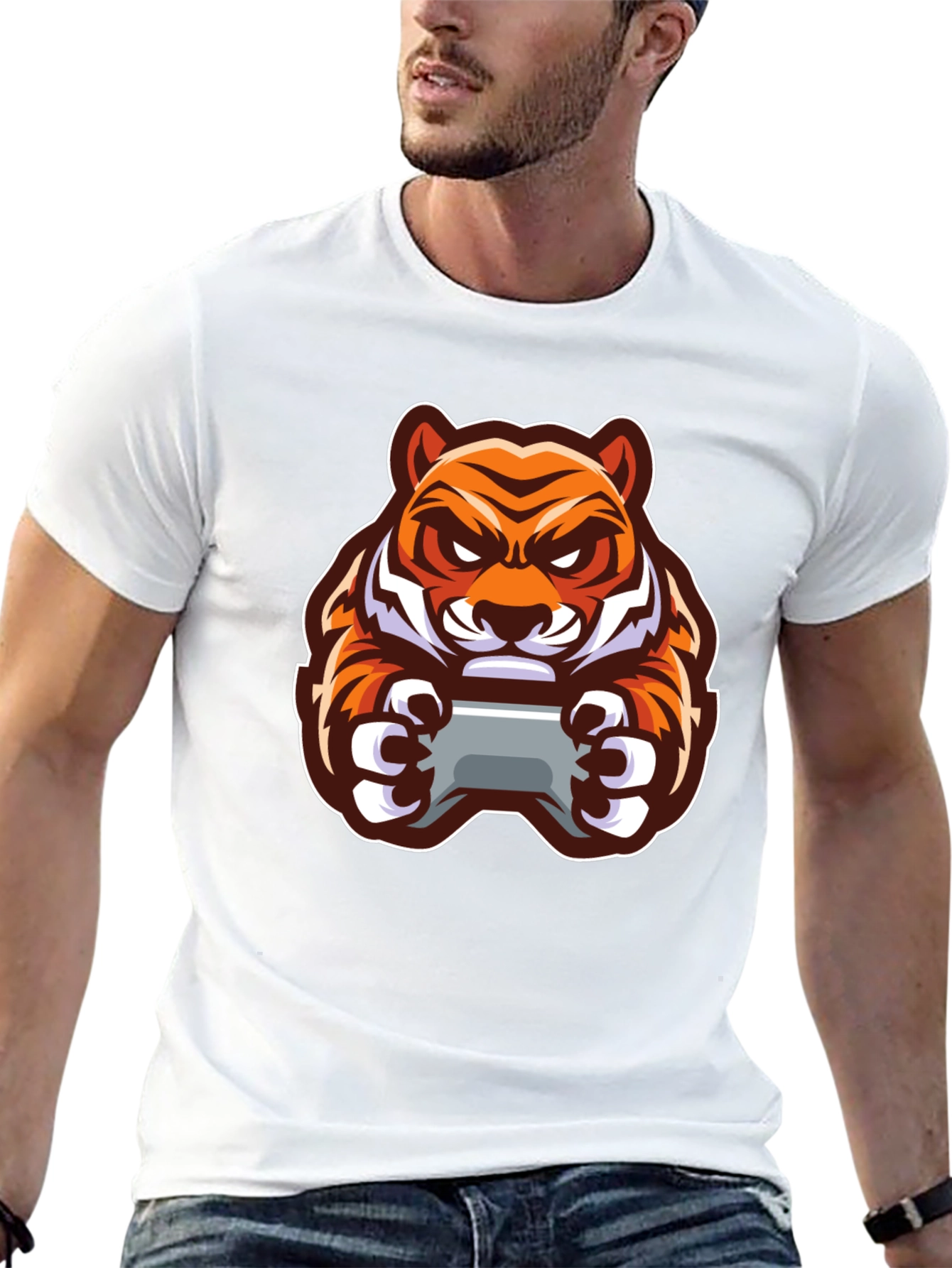 Tiger Gamer Black T-Shirt - Cool Graphic Tee
