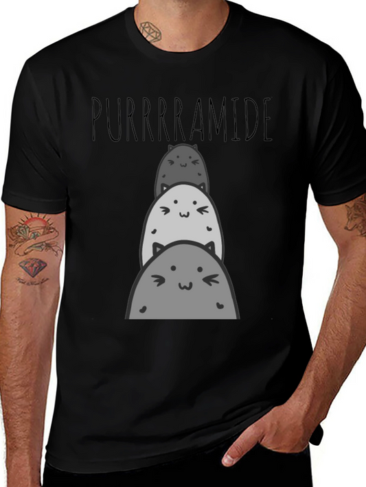 Purrrrramide Cat Stack Graphic T-Shirt
