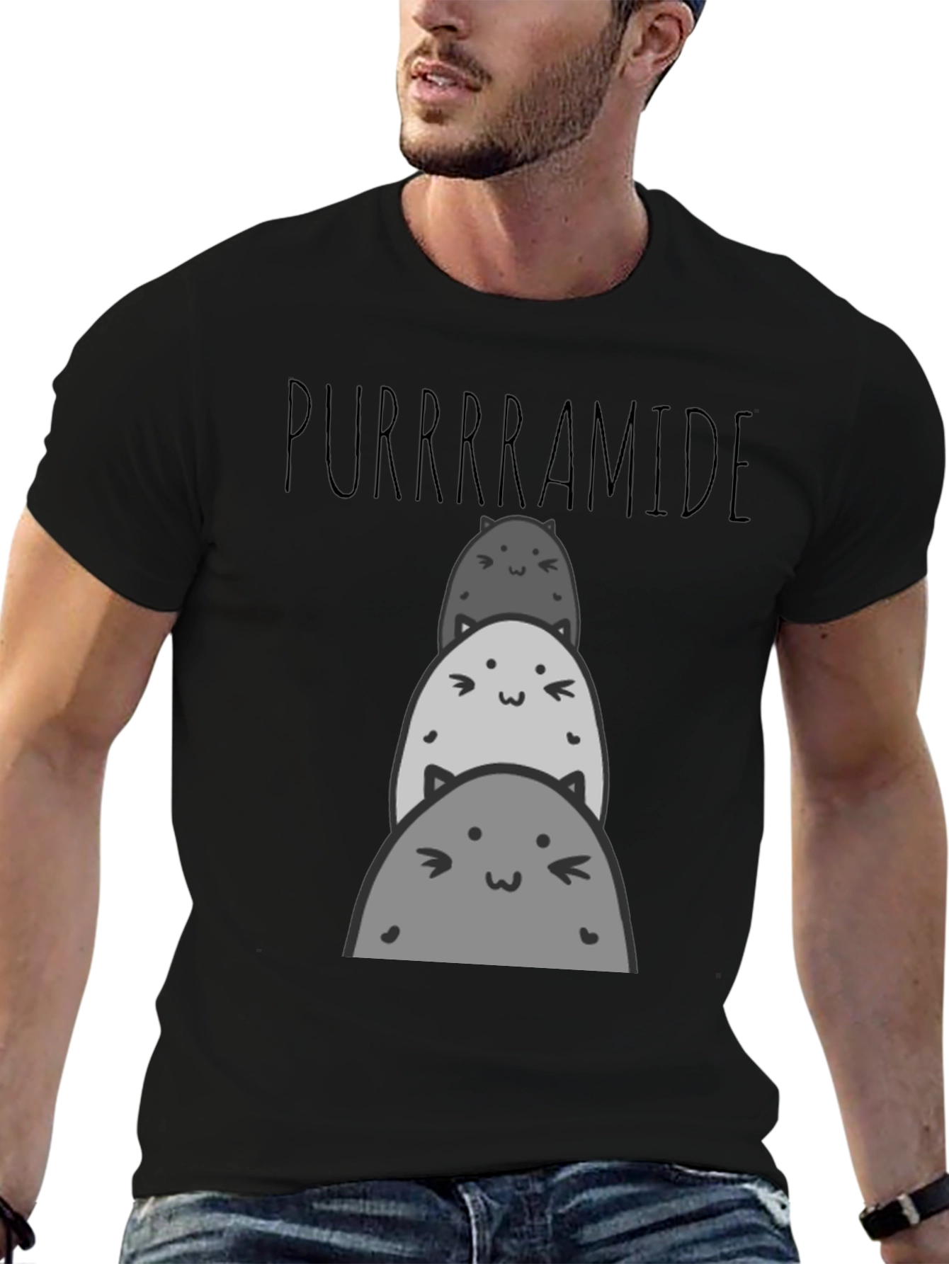 Purrrrramide Cat Stack Graphic T-Shirt