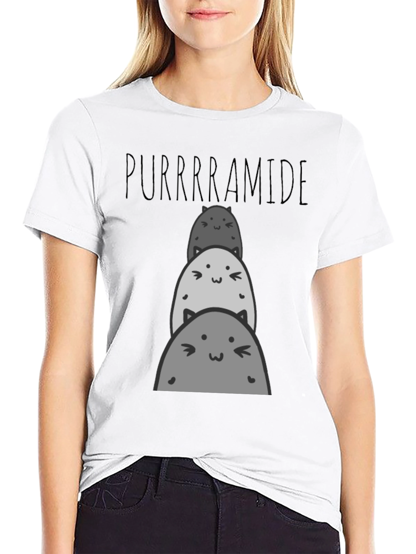 Purrrrramide Cat Stack Graphic T-Shirt