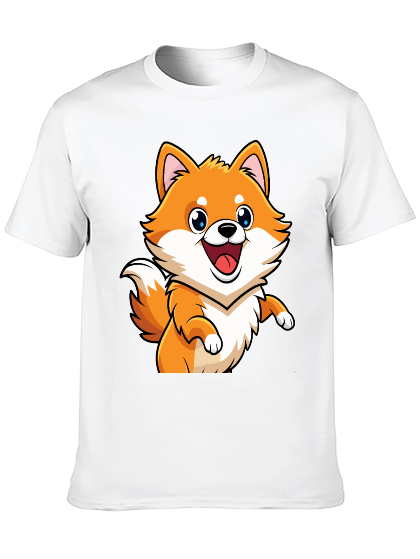 Shiba Inu Cartoon Graphic Black T-Shirt