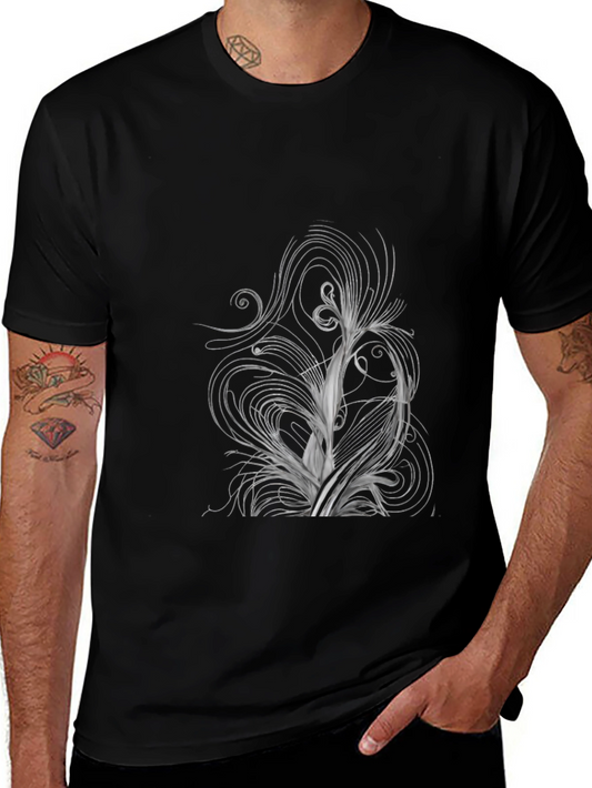 Abstract Swirl Design Black T-Shirt