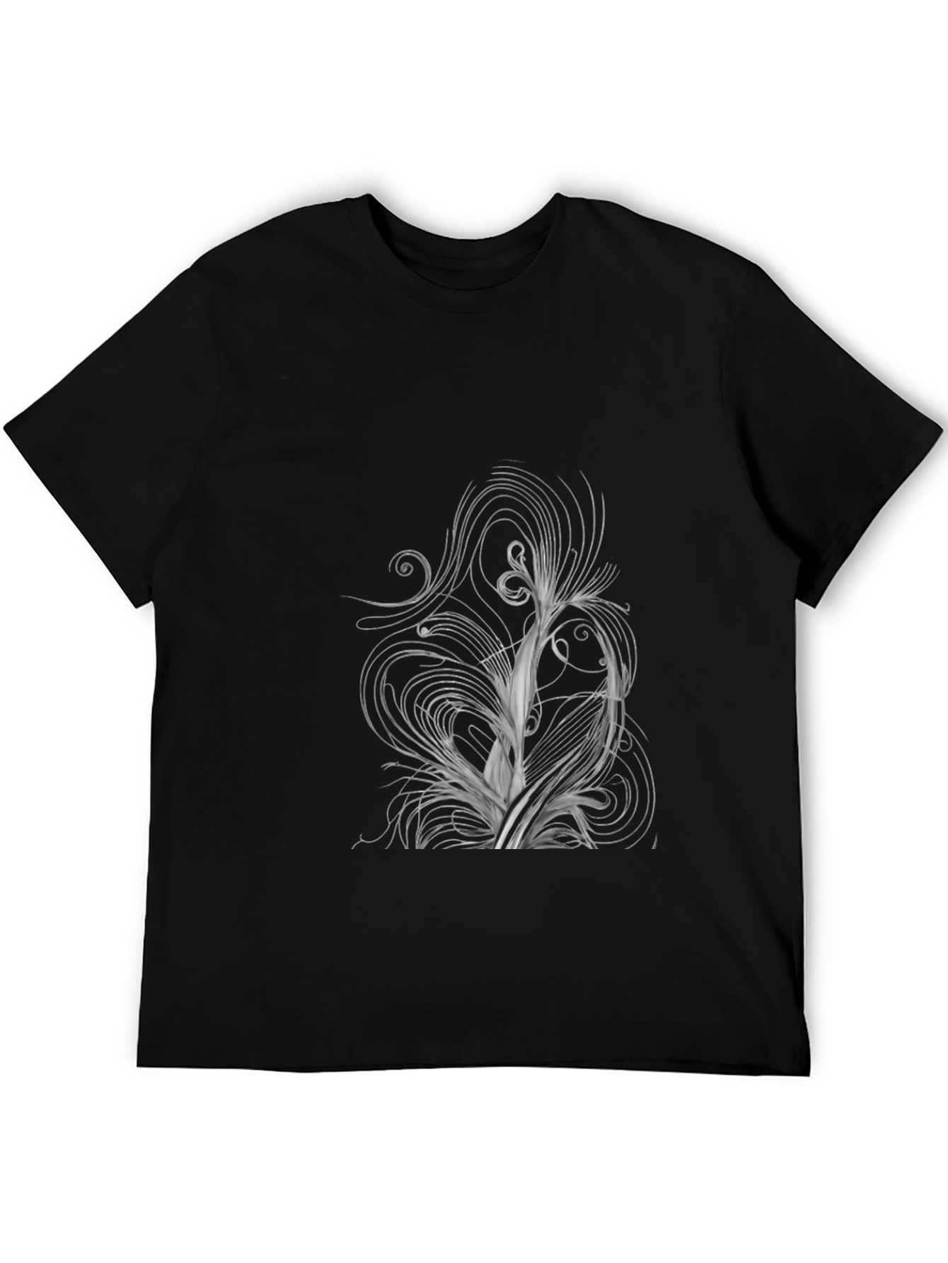 Abstract Swirl Design Black T-Shirt