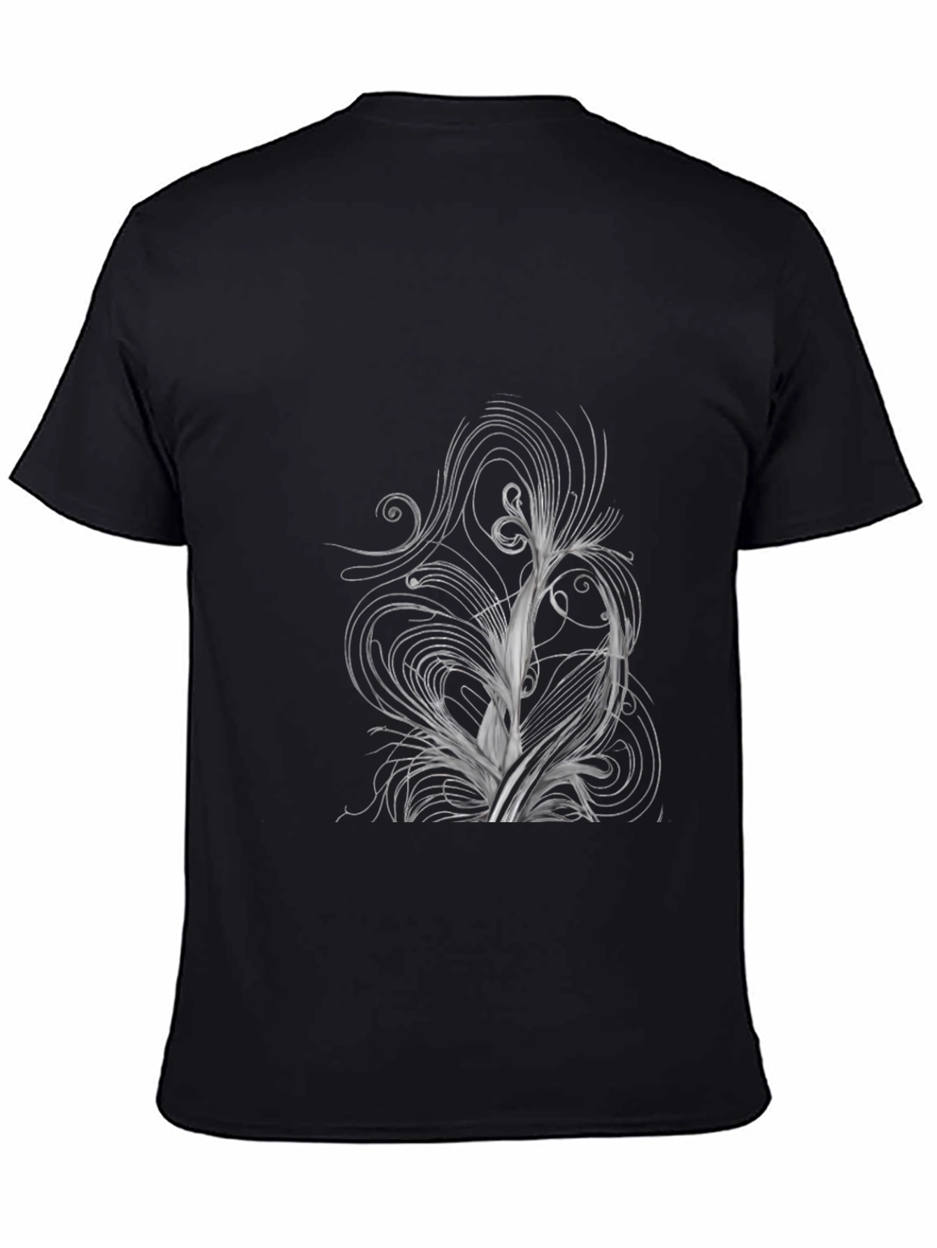 Abstract Swirl Design Black T-Shirt