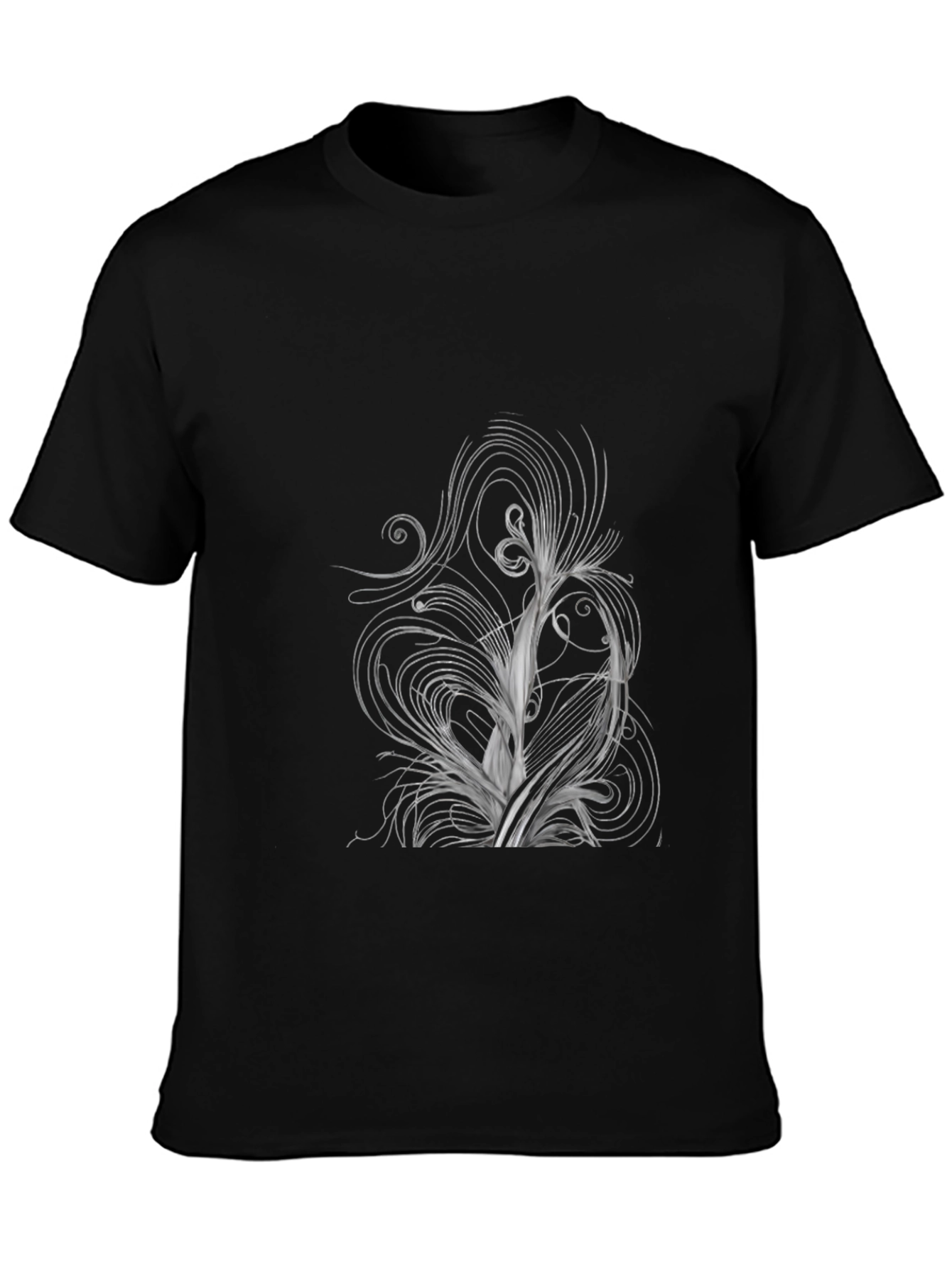 Abstract Swirl Design Black T-Shirt