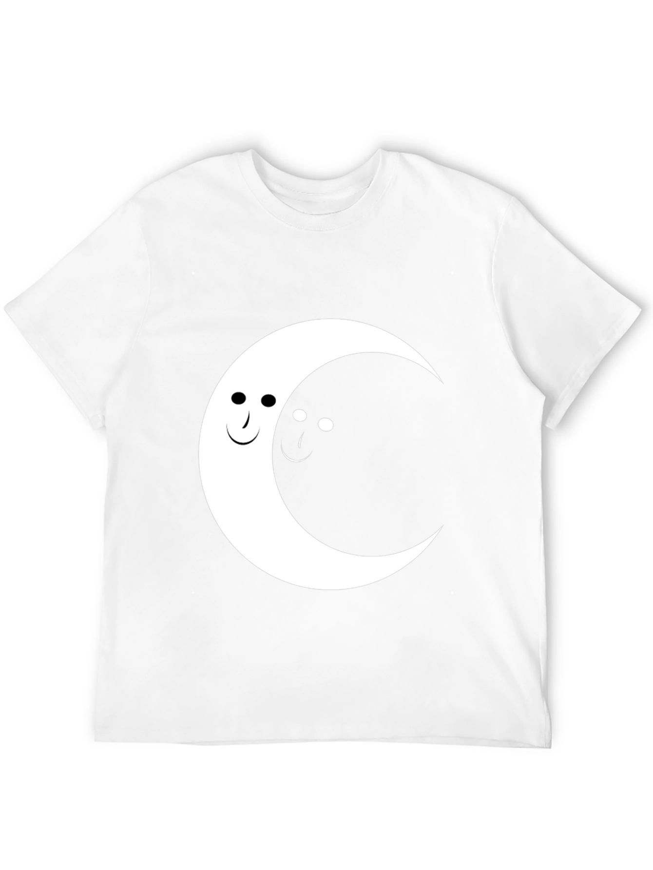 Yin Yang Moon Face Graphic Tee - Black