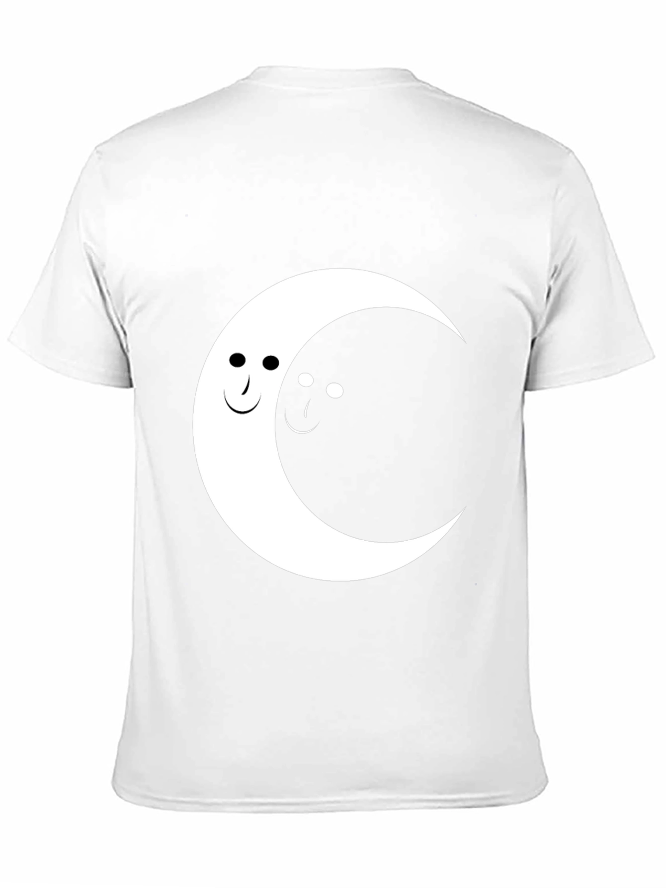 Yin Yang Moon Face Graphic Tee - Black