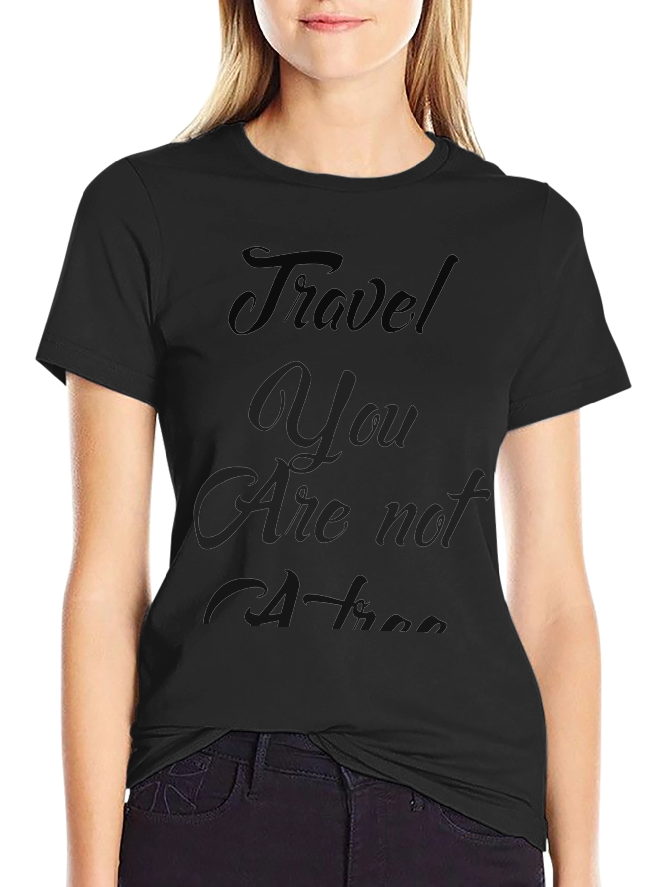 Travel-Themed Black T-Shirt