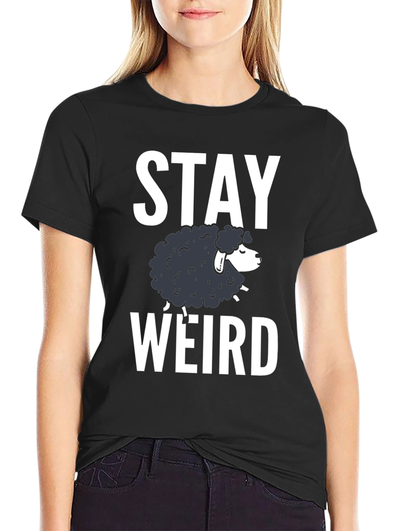 Stay Weird Black Sheep Graphic T-Shirt