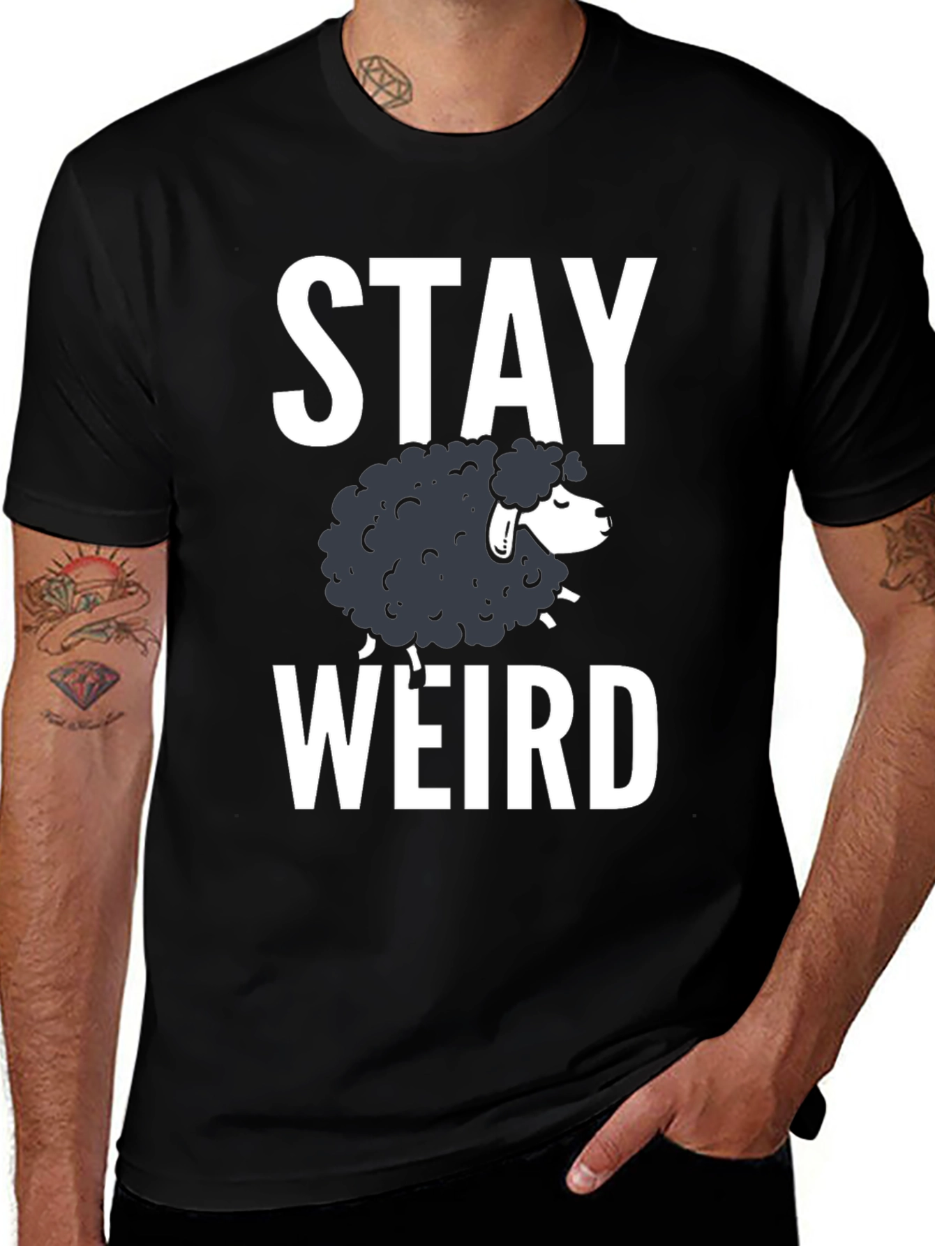Stay Weird Black Sheep Graphic T-Shirt
